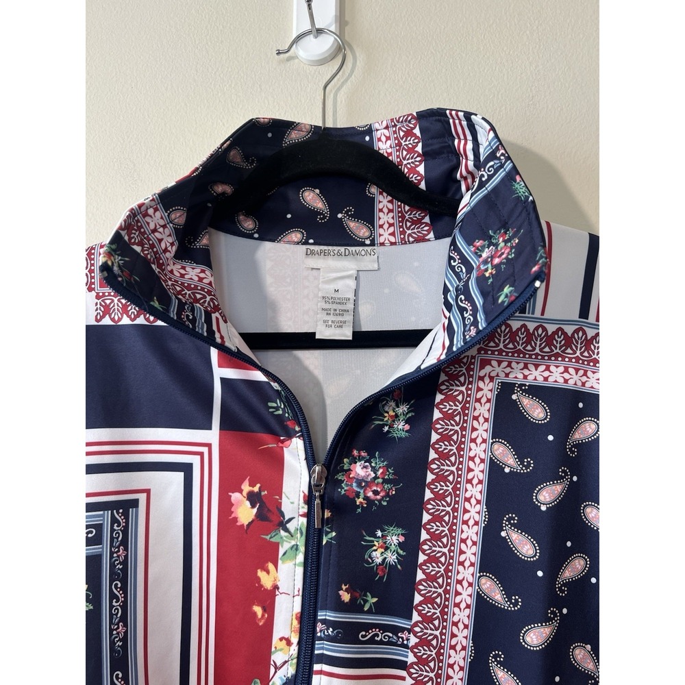 Drapers & Damons Full Zip‎ Jacket Women M Patchwork Floral Paisley Lightweight